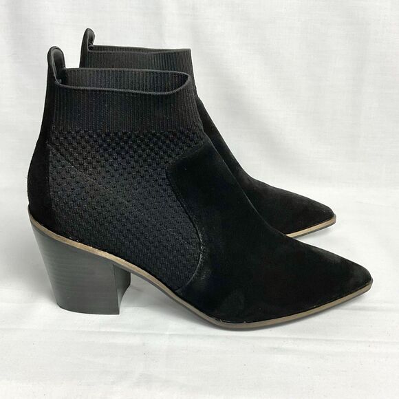 Cole Haan Maggie Black Suede & Fabric Slip On Ankle Booties Boots Sz 8.5 B - Picture 4 of 8
